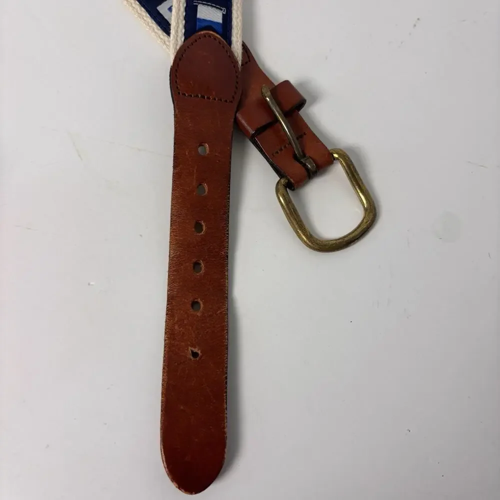 Leather Man Ltd Maritime Signal Flag Belt Size 38 Top Grain Leather Brass